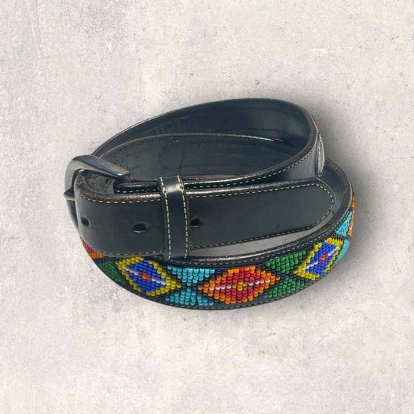 Gap Vintage Genuine Leather Multicolored Beaded Belt main image 6